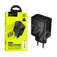Сетевое зарядное устройство USB/Type-C Hoco N75 (65W, QC3.0, PD, 3 порта) Черный