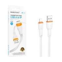 Кабель USB - Lightning Borofone BX118 (2.4A, плоский) Белый