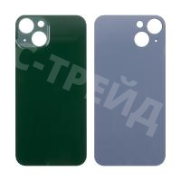 Задняя крышка для iPhone 13 (A2635) Зеленый (стекло, монолит, широкий вырез под камеру, логотип) - Премиум
