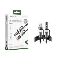 Кабель Type-C - 3 в 1 (Type-C+USB+прикуриватель) Acefast J6 (3A, 60W, оплетка нейлон, 1,2 м) Черный