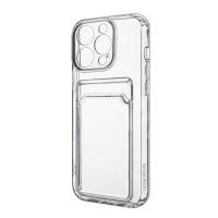 Чехол-накладка для iPhone 14 Pro Max (с защитой камеры, карманом для карт, прозрачный)