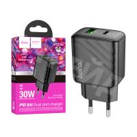 Сетевое зарядное устройство USB/Type-C Hoco CS23A (30W, QC3.0, PD, 2 порта) Черный