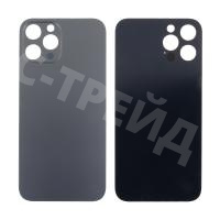 Задняя крышка для iPhone 12 Pro Max (A2411) Серый (стекло, узкий вырез под камеру, логотип) - Премиум