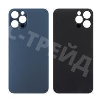 Задняя крышка для iPhone 12 Pro (A2407) Синий (стекло, широкий вырез под камеру, логотип)
