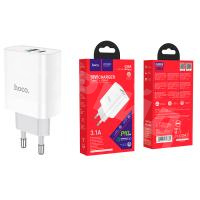 Сетевое зарядное устройство USB/Type-C Hoco C80A (20W, QC3.0, PD, 2 порта,) Белый