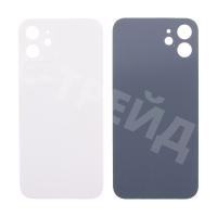 Задняя крышка для iPhone 12 (A2403) Белый (стекло, узкий вырез под камеру, логотип) - Премиум