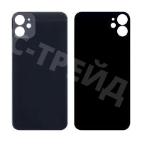 Задняя крышка для iPhone 11 (A2221) Черный (стекло, широкий вырез под камеру, логотип)