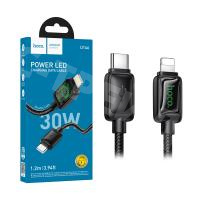 Кабель Type-C - Lightning Hoco U146 (3A, 30W, PD, оплетка нейлон, 1.2 м) Черный