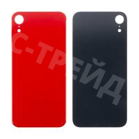 Задняя крышка для iPhone Xr (A2105) Красный (стекло, монолит, широкий вырез под камеру, логотип) - Премиум