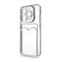 Чехол-накладка для iPhone 15 Pro Max (с защитой камеры, карманом для карт, прозрачный)