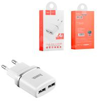 Сетевое зарядное устройство USB Hoco C12 (12W, 2 порта) Белый