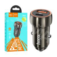 Автомобильное зарядное устройство USB/Type-C Hoco Z46A (20W, QC3.0, PD, 1Type-C, 1USB) Серый