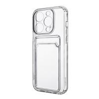 Чехол-накладка для iPhone 14 Pro (с защитой камеры, карманом для карт, прозрачный)