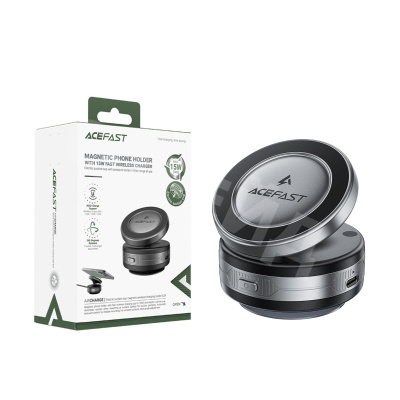 Автомобильный держатель Acefast E29 (с беспроводной зарядкой 15W, магнитный, на приборную панель) Серый