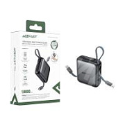 Внешний Аккумулятор (Power Bank) Acefast M23 10000 mAh (22.5W, PD, Type-C, встроенный кабель Type-C/Lightning, LED дисплей) Черный