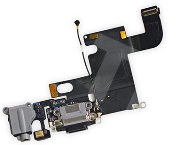 Шлейф для iPhone 6 на системный разъем/разъем гарнитуры/микрофон Серый