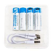 Аккумуляторные батарейки "AA" VariCore Li-ion 1.5V 2600 mAh (4 шт, перезаряжаемые, зарядка через Type-C)