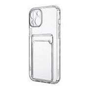 Чехол-накладка для iPhone 14 Plus (с защитой камеры, карманом для карт, прозрачный)