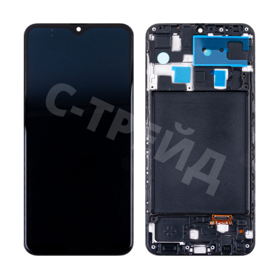 Дисплей для Samsung Galaxy A20 (A205F) модуль с рамкой Черный - (OLED)