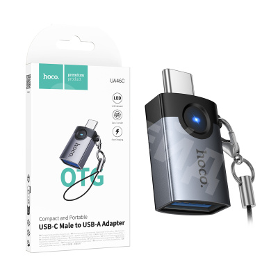 Адаптер Type-C - USB Hoco UA46C Серый