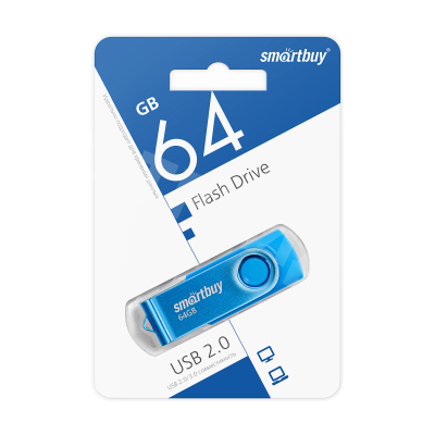 USB-флеш (USB 2.0) 64GB Smartbuy Twist Синий