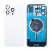Задняя крышка для iPhone 16 Pro Max (A3296) в сборе со стеклом камеры Белый (стекло, монолит, MagSafe, логотип) - Премиум