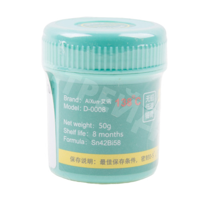 Паста паяльная Aixun AX-SP138M (50 г, низкотемпературная 138°C, бессвинцовая)