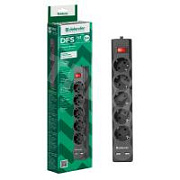 Сетевой фильтр с портами Defender DFS 753 (5 розеток + 2 порта, 3 м) Черный