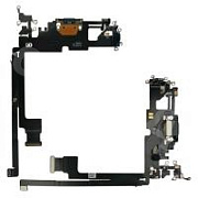 Шлейф для iPhone 12 Pro Max (A2411) на системный разъем/микрофон Черный - Премиум