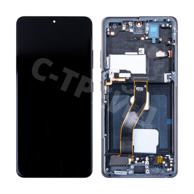 Дисплей для Samsung Galaxy S21 Ultra (G998B) модуль с рамкой Черный - (OLED) (Full Size)