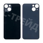 Задняя крышка для iPhone 13 (A2635) Черный (стекло, широкий вырез под камеру, логотип)