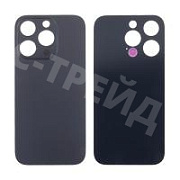 Задняя крышка для iPhone 14 Pro (A2891) Черный (стекло, узкий вырез под камеру, логотип) - Премиум