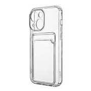 Чехол-накладка для iPhone 14 (с защитой камеры, карманом для карт, прозрачный)