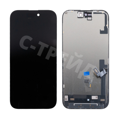 Дисплей для iPhone 16 (A3287) в сборе с тачскрином Черный - (Hard OLED, Full HD) (площадка под IC)