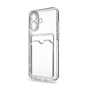 Чехол-накладка для iPhone 16 Plus (с защитой камеры, карманом для карт, прозрачный)