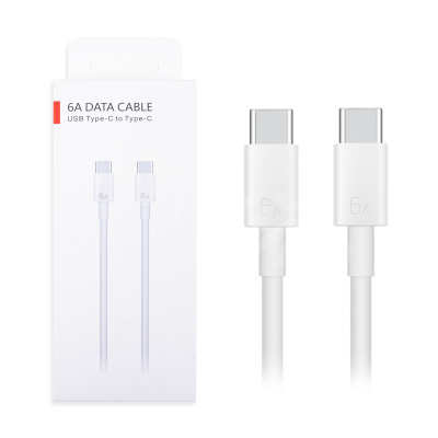 Кабель Type-C - Type-C Huawei (6A, 88W, чип SuperCharger) Белый - OR
