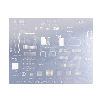 BGA трафарет Amaoe (LCD:3, V6.0) для дисплеев и Face ID iPhone X/XR/Xs/Xs Max/11/11 Pro/11 Pro Max/12/12 mini/12 Pro/12 Pro Max/12/12 mini/13 Pro/13 Pro Max/14/14 Plus/14 Pro/14 Pro Max/15/15 Plus/15 Pro/15 Pro Max