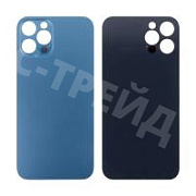 Задняя крышка для iPhone 12 Pro (A2407) Синий (стекло, монолит, широкий вырез под камеру, логотип) - Премиум