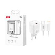 Сетевое зарядное устройство Type-C XO L148 (30W, PD, кабель Type-C-Lightning) Белый