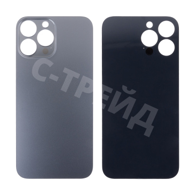 Задняя крышка для iPhone 13 Pro Max (A2645) Серый (стекло, монолит, широкий вырез под камеру, логотип) - Премиум