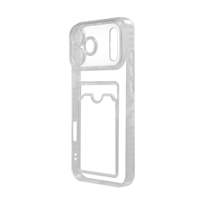 Чехол-накладка для iPhone 17 Pro (с защитой камеры, карманом для карт, прозрачный)