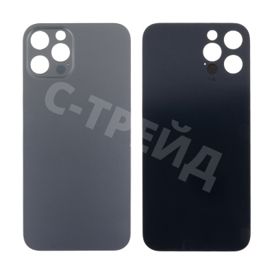Задняя крышка для iPhone 12 Pro (A2407) Серый (стекло, узкий вырез под камеру, логотип) - Премиум