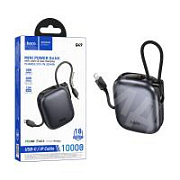 Внешний Аккумулятор (Power Bank) Hoco Q49 10000 mAh (20W, PD, Type-C, встроенный кабель Lightning, LED дисплей) Серый