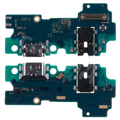 Шлейф для Samsung Galaxy A22 (A225F) плата системный разъем/разъем гарнитуры/микрофон - Премиум