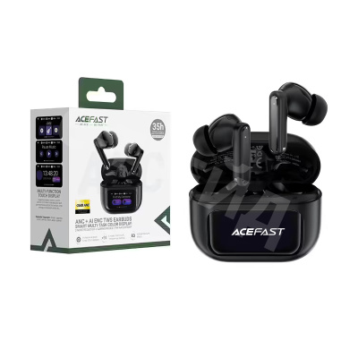 Беспроводные наушники Bluetooth Acefast W6 (TWS, вакуумные, с диплеем, активное шумоподавление) Черный