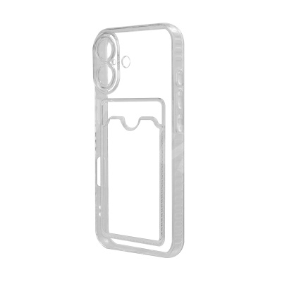 Чехол-накладка для iPhone 17 (с защитой камеры, карманом для карт, прозрачный)