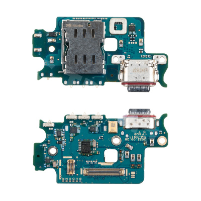 Шлейф для Samsung Galaxy S23 (S911B/EU version) плата системный разъем/разъем SIM/микрофон - Премиум