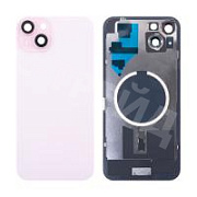 Задняя крышка для iPhone 15 Plus (A3094) в сборе со стеклом камеры Розовый (стекло, монолит, MagSafe, логотип) - Премиум