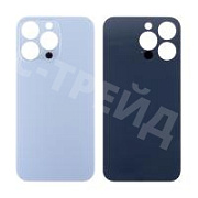 Задняя крышка для iPhone 13 Pro (A2640) Голубой (стекло, монолит, широкий вырез под камеру, логотип) - Премиум