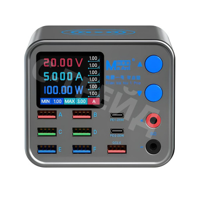 Зарядная станция MaAnt DianBa No.1 Pro (200W, 9 портов, 6USB/USB-QC/2Type-C-PD, Qi 10W, LCD)